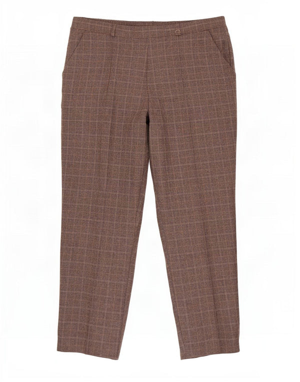 Pantaloni casual pentru femei Marks & Spencer UK 14 Large W34 L27 Brown Check
