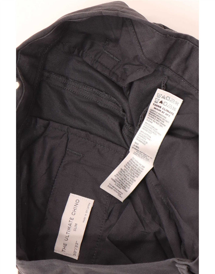 Pantaloni chino subțiri pentru bărbați Marks & Spencer L30 L33 bumbac gri