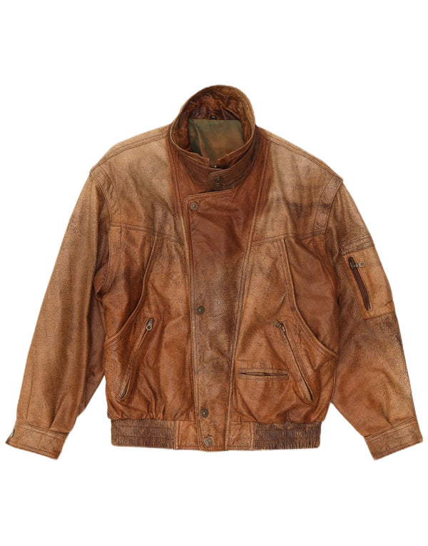Trapper Mens Leather Jacket IT 46 Small Brown