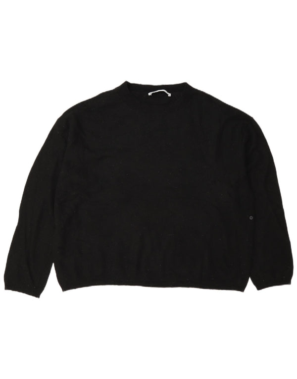 Pulover supradimensionat pentru femei Zara, cu gât crew, UK 10, lână neagră mică