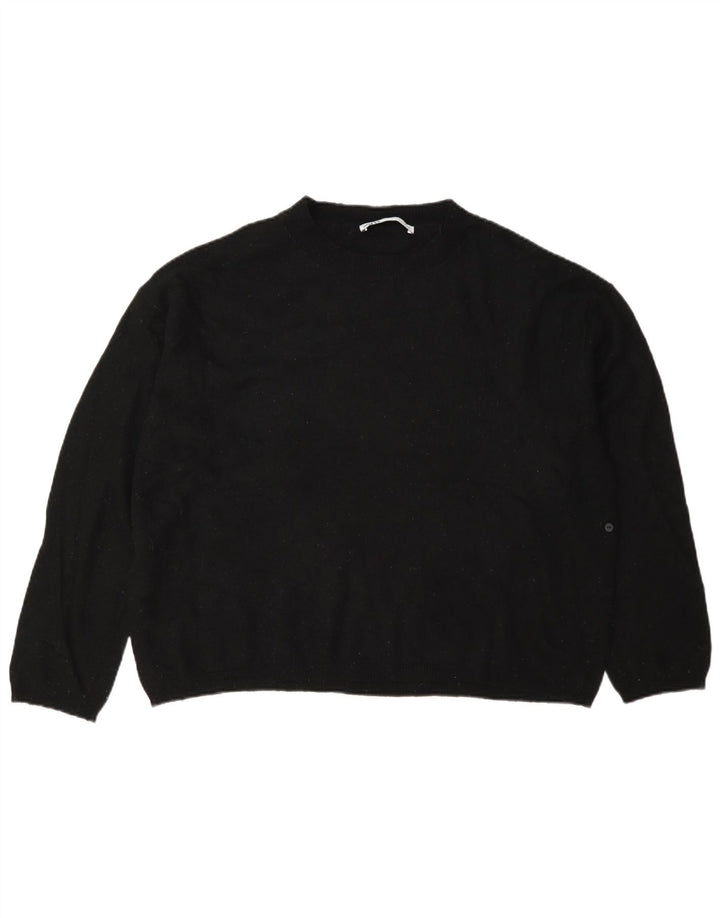 Pulover supradimensionat pentru femei Zara, cu gât crew, UK 10, lână neagră mică