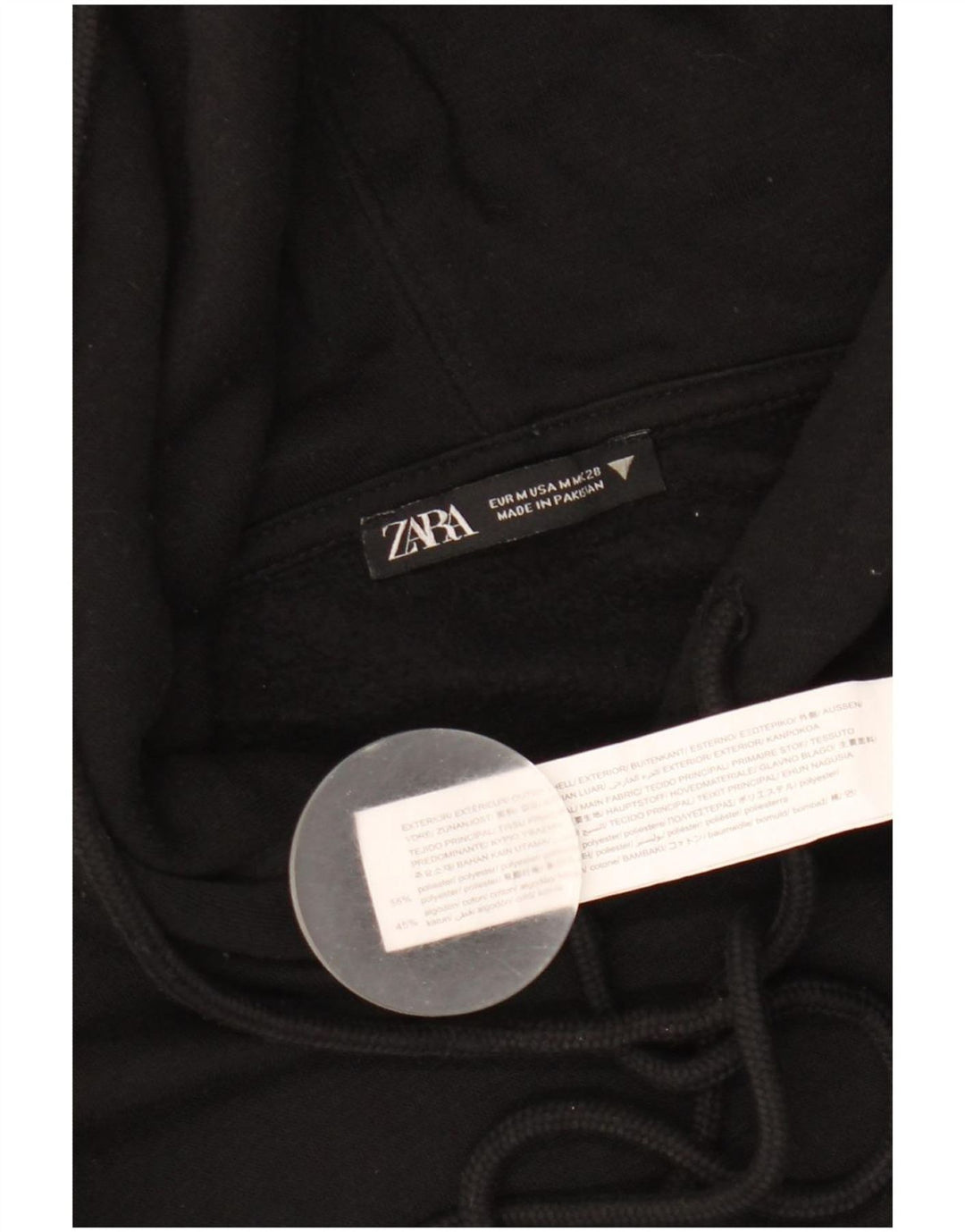 Pulover pentru damă Zara Crop Hoodie UK 14 Poliester mediu negru