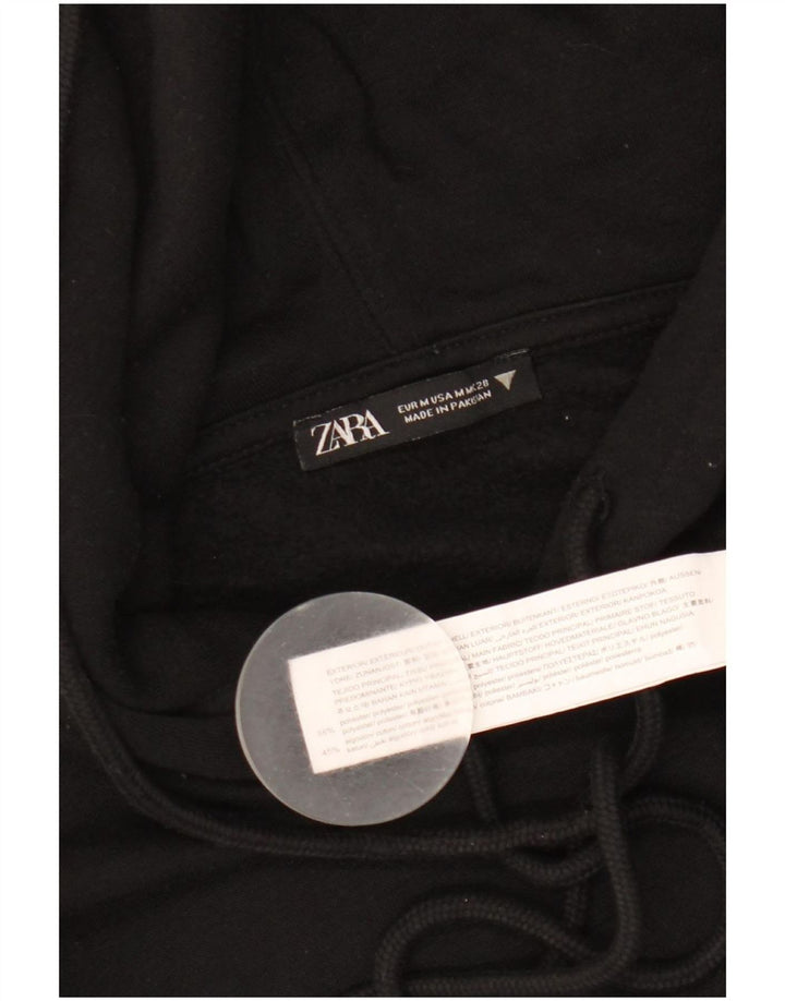 Pulover pentru damă Zara Crop Hoodie UK 14 Poliester mediu negru