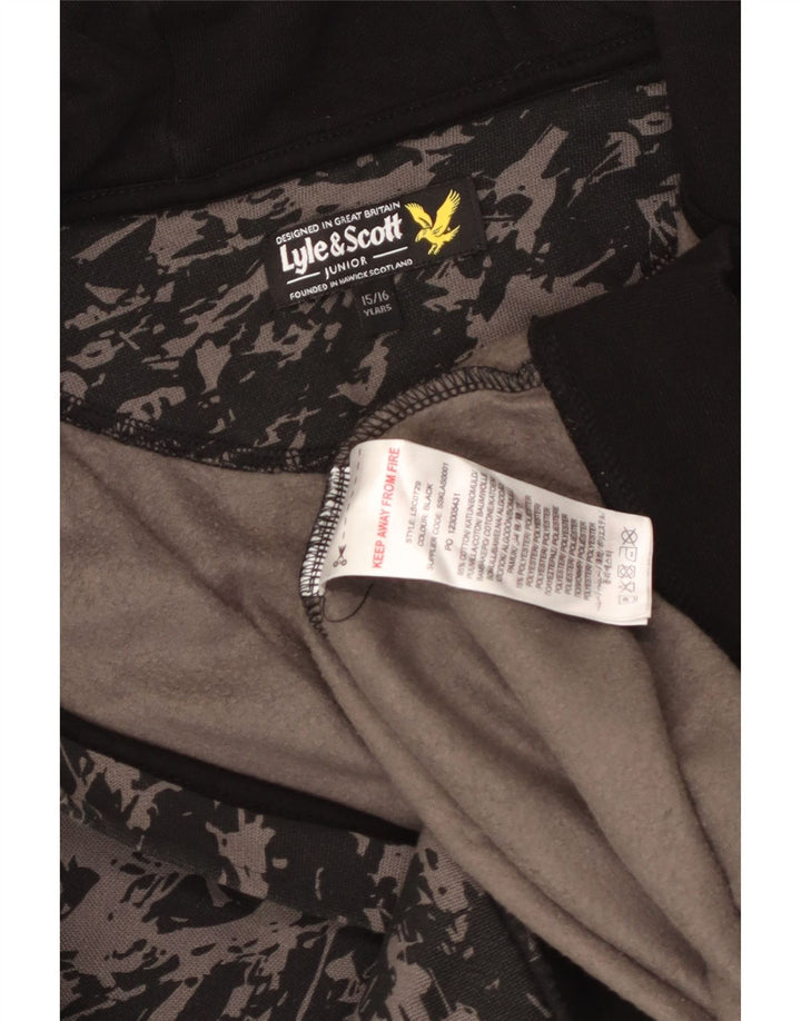 Pulover Lyle & Scott pentru băieți, cu model abstract, cu fermoar, 15-16 ani, negru