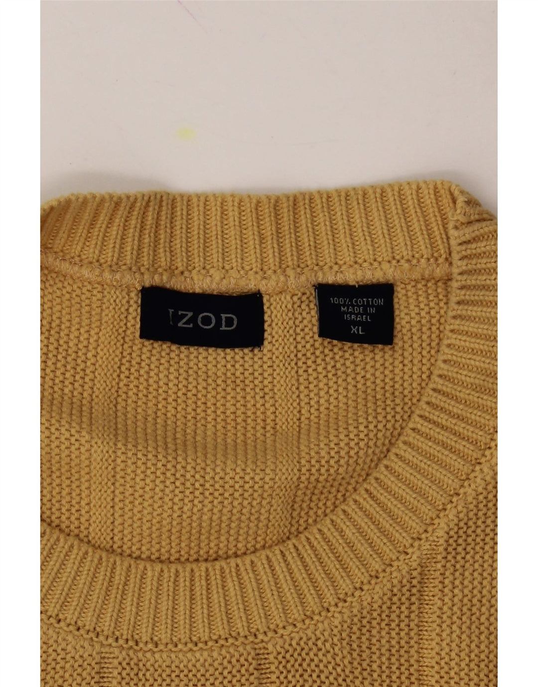 IZOD Mens Oversized Crew Neck Jumper Sweater XL Yellow Cotton Vintage Izod and Second-Hand Izod from Messina Hembry 
