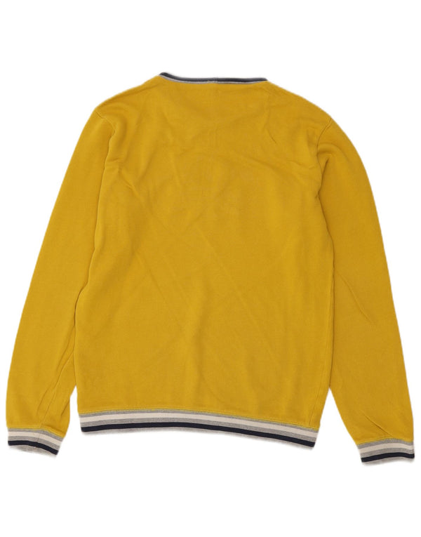 Pulover Benetton pentru băieți cu decolteu rotund 13-14 ani 3XL cu dungi galbene