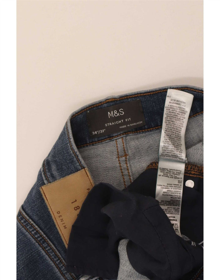 Blugi drepti pentru bărbați Marks & Spencer W34 L31 Bumbac albastru