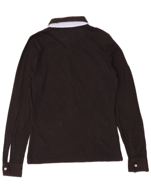 Tricou polo Geox pentru femei Respira cu mânecă lungă UK 10 Bumbac negru mic