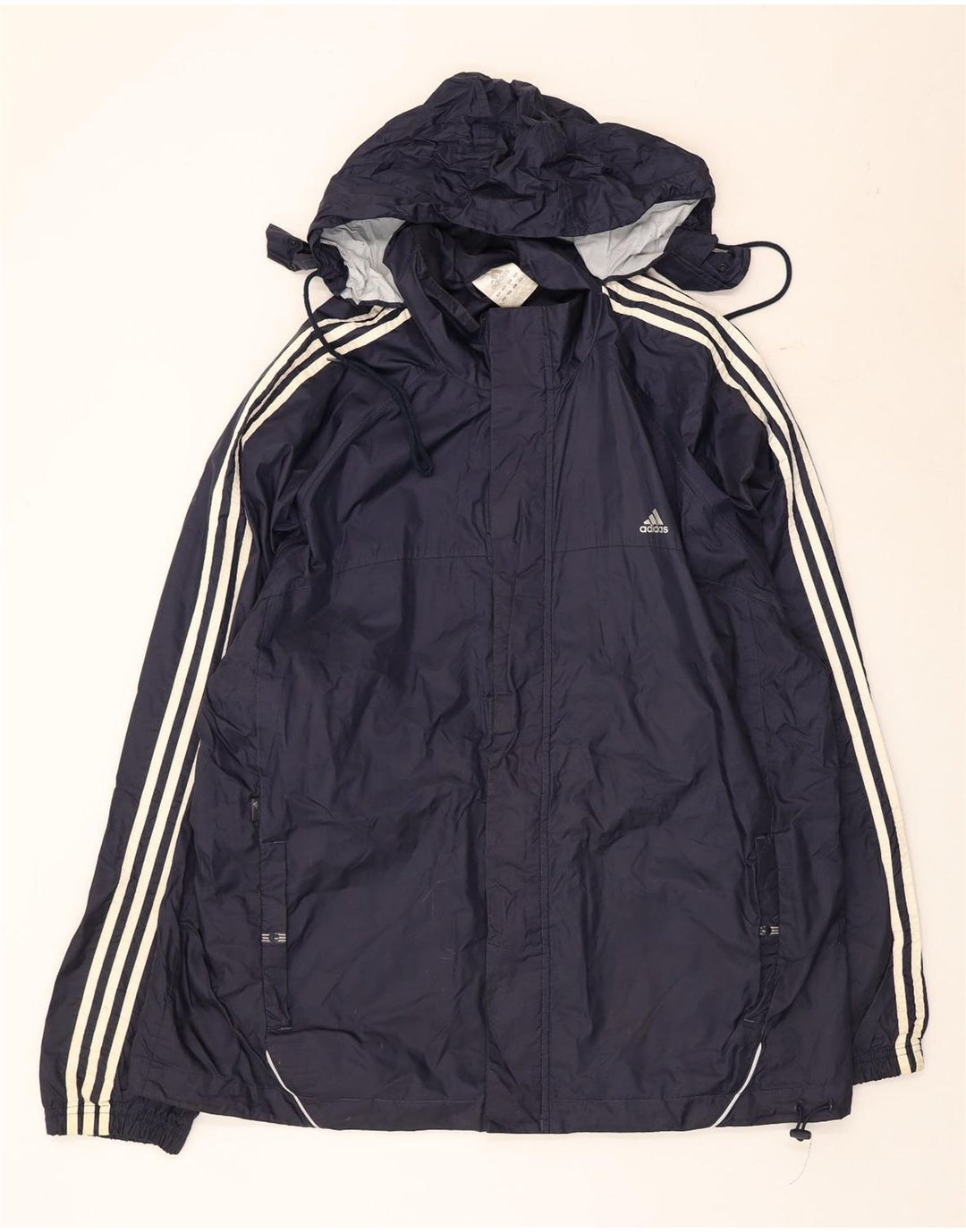 Jachetă de vânt cu glugă pentru bărbați Adidas UK 42 XL poliester bleumarin