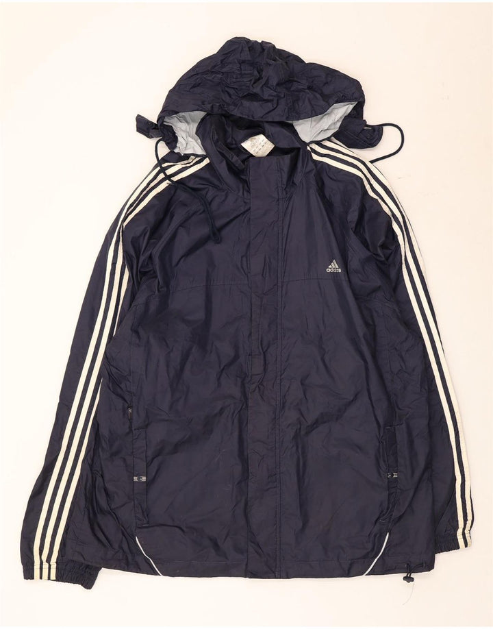 Jachetă de vânt cu glugă pentru bărbați Adidas UK 42 XL poliester bleumarin