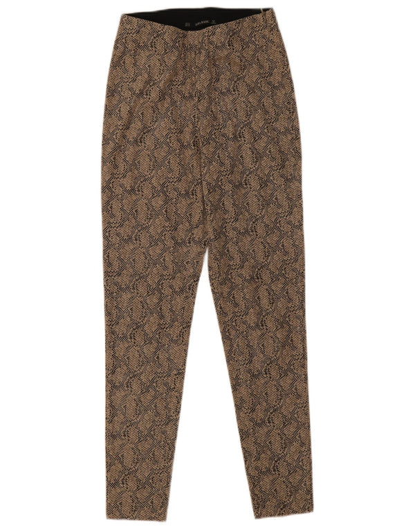 Pantaloni de damă Zara skinny casual XS L24 L26 Maro Poliester Animal Print