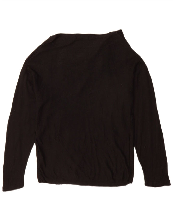 Top femeie Zara cu mânecă lungă UK 14 Medium Black Viscose