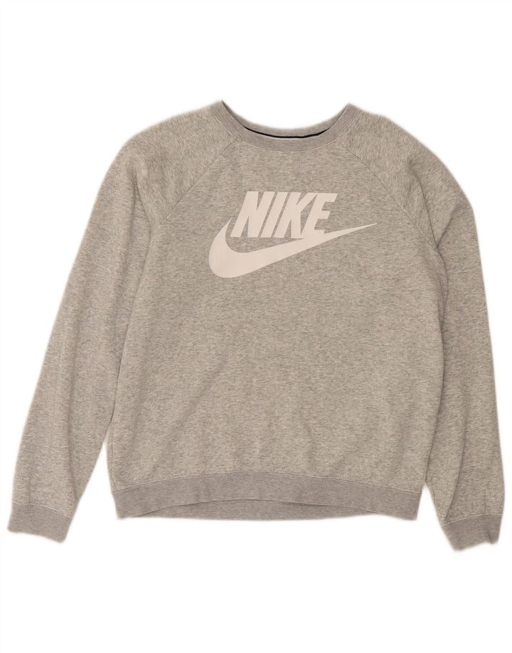 Pulover supradimensionat cu grafic Nike pentru femei UK 10 Bumbac gri mic