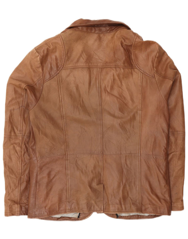 Jachetă pentru bărbați Conbipel din piele cu 4 nasturi IT 52 din piele maro mare