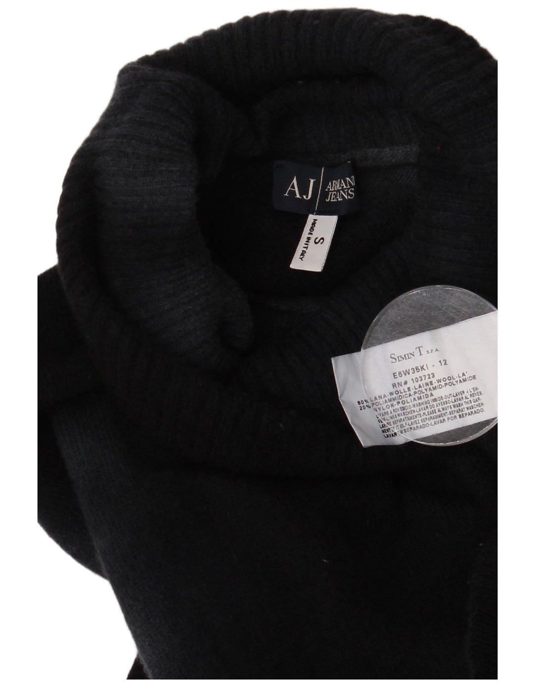 Armani Jeans Pulover cu gât rulat pentru femei UK 10 Small Bluemarin Tie Dye