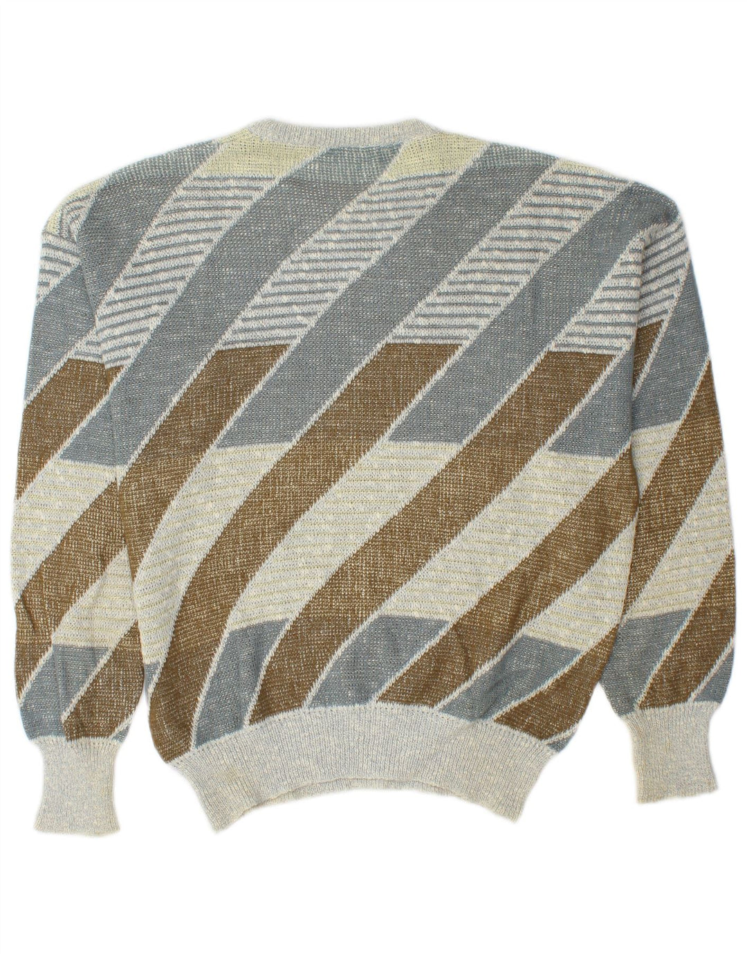 Pulover vintage pentru bărbați, cu gât roșu, bumbac cu dungi medii, multicolore