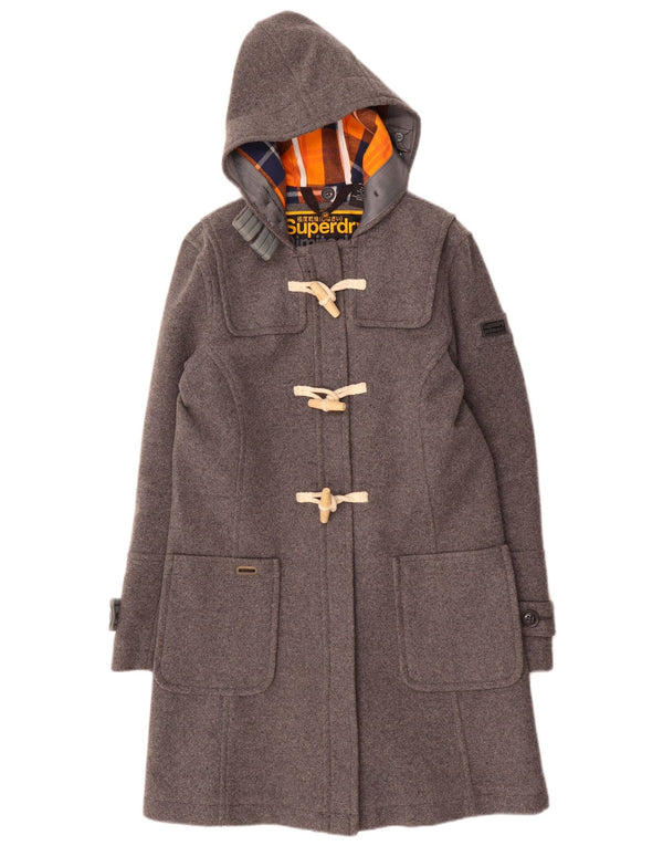 Palton cu glugă Superdry pentru femei UK 12, lână gri mediu