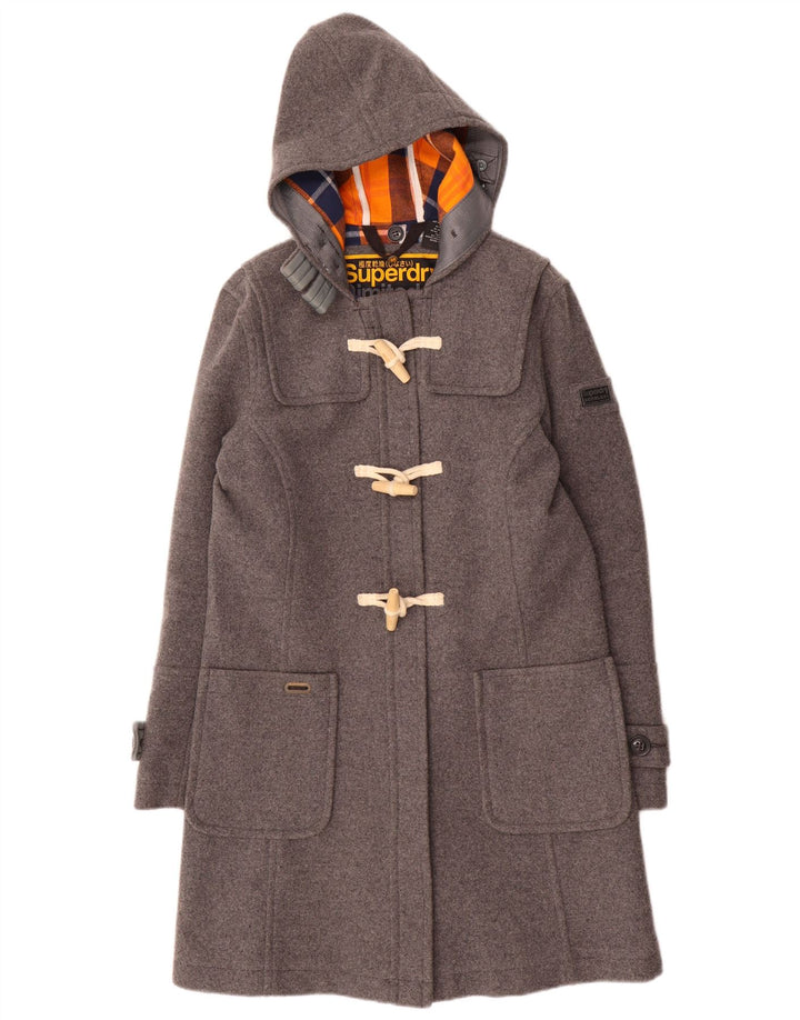 Palton cu glugă Superdry pentru femei UK 12, lână gri mediu