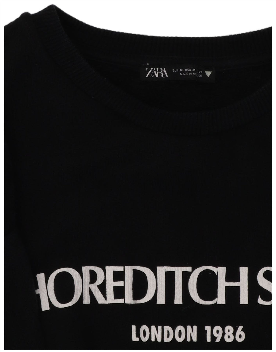 ZARA rochie pulover cu grafic pentru femei UK 14 Bumbac mediu negru