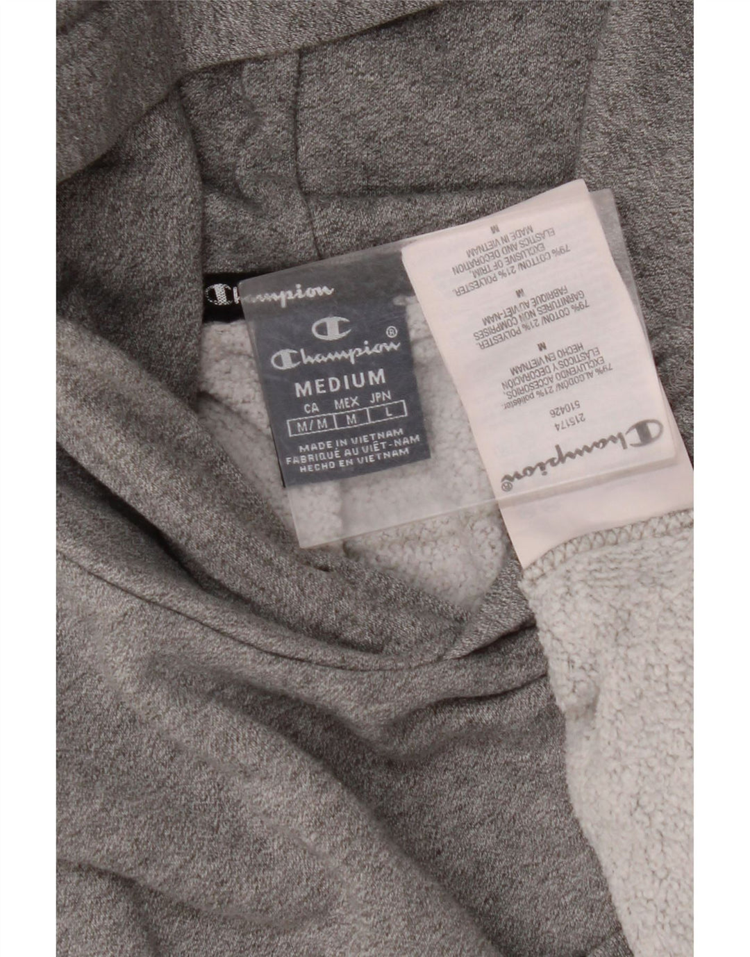 Pulover cu glugă cu grafică pentru bărbați CHAMPION, bumbac, gri mediu