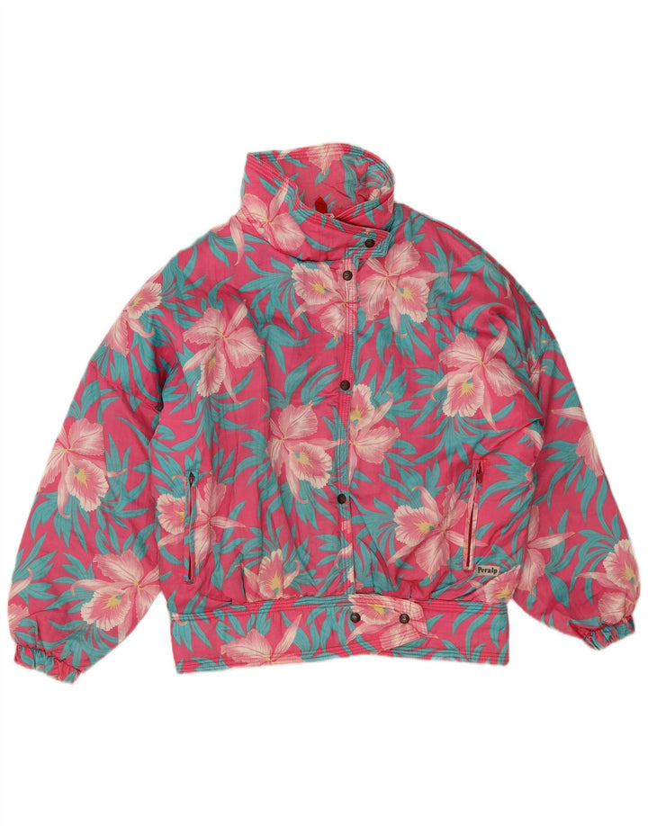 Jachetă de schi supradimensionată, rezistentă la vânt, pentru femei, Peralp, IT 38 XS, poliester floral roz