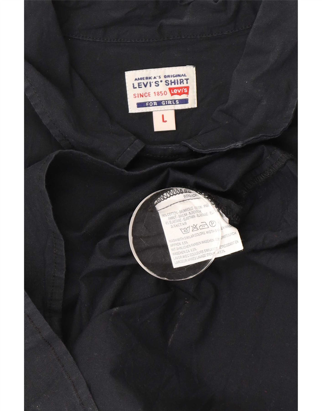 Cămașă Levi's pentru femei cu mâneci 3/4 UK 14, mare, negru, bumbac