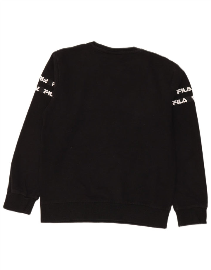 Pulover Fila Băieți Grafic Pulover 11-12 Ani Bumbac Negru