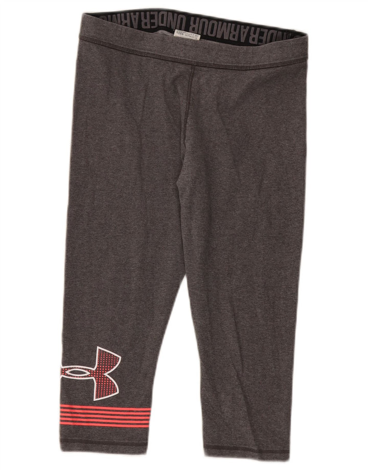 Leggings Capri grafic Under Armour pentru femei UK 14, bumbac gri mediu