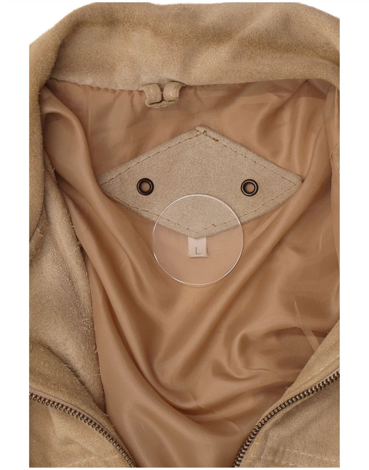 Jachetă vintage pentru bărbați din piele intoarsa UK 40 mare bej