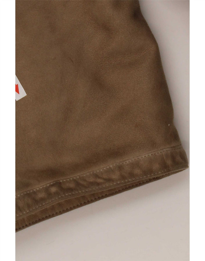 Palton din shearling vintage pentru femei cu mâneci 3/4 UK 14 Bej mediu