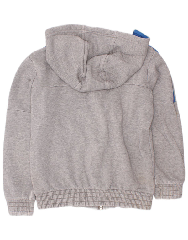 Pulover cu glugă cu fermoar grafic Adidas pentru băieți, 7-8 ani, bumbac cu pete gri