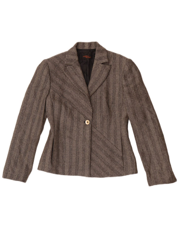 Mariella Rosati Jachetă Blazer Femei 1 Buton UK 10 Mici Gri Dunge