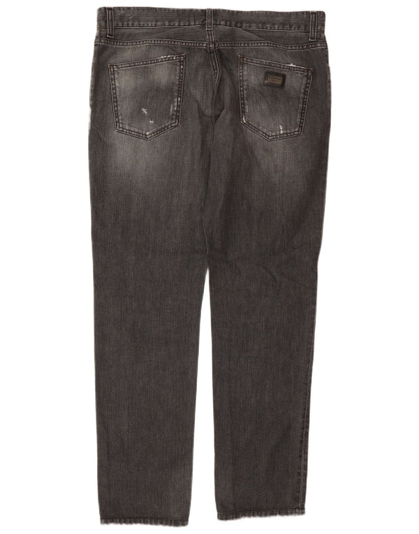 Dolce & Gabbana Blugi Distressed drepte pentru femei IT 50 XL W36 L32 gri