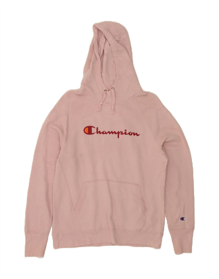 CHAMPION Womens Graphic Hoodie Jumper UK 14 Medium Pink Polyester Vintage Champion and Second-Hand Champion from Messina Hembry 