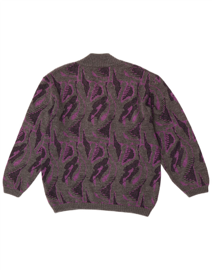 Pulover cu decolteu în V Rasica, pentru femei, cu model abstract, UK 16, mare, gri