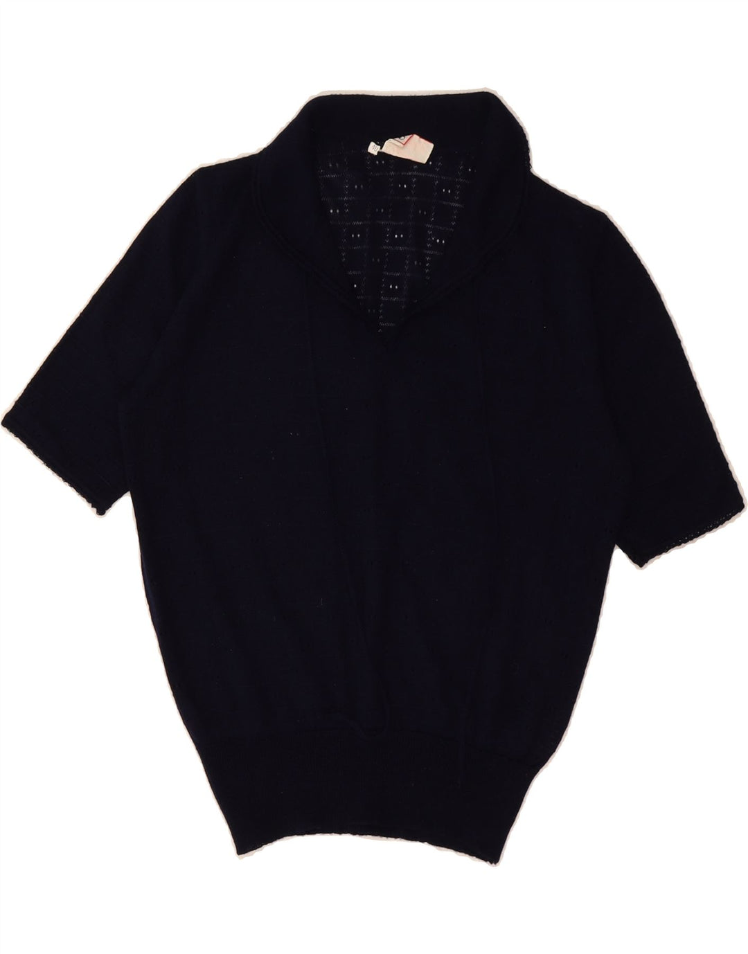 VINTAGE Womens Shawl Neck Jumper Sweater IT 46 Large Navy Blue Vintage Vintage and Second-Hand Vintage from Messina Hembry 