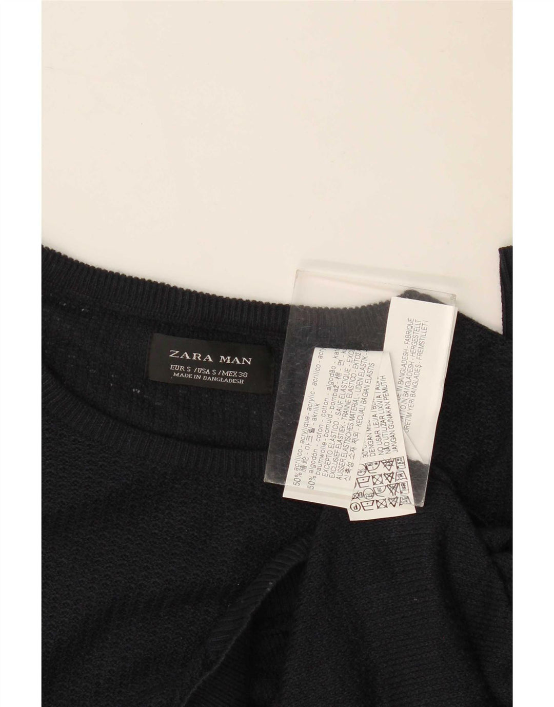 Zara Pulover pentru bărbați cu gât roșu, mic, negru, acrilic