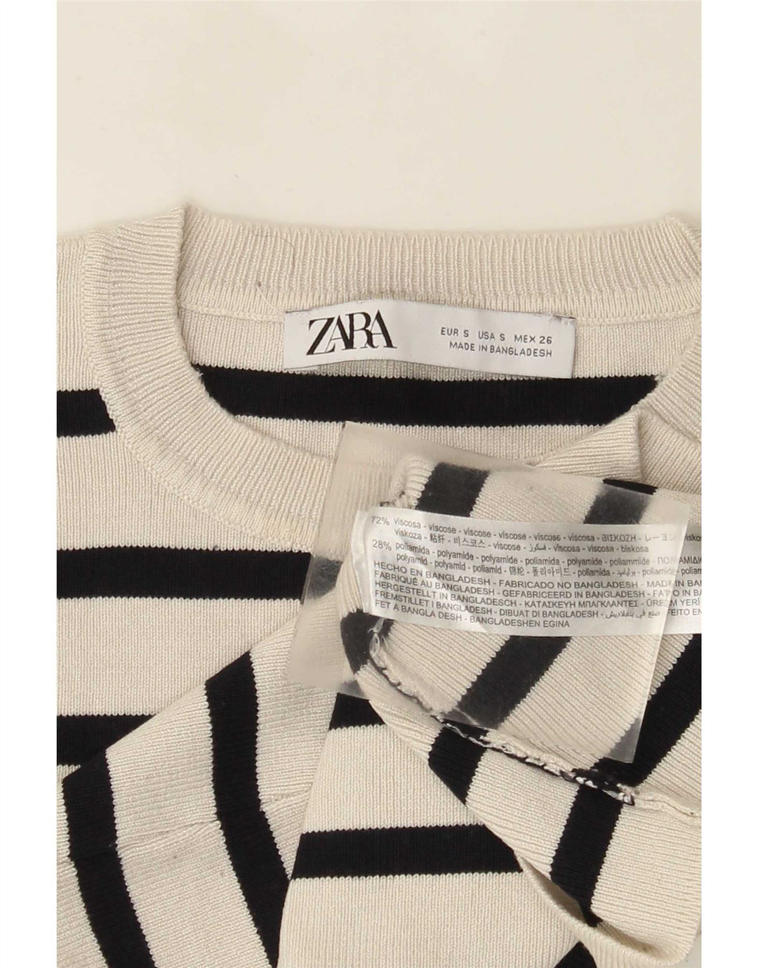 Top Crop pentru Damă Zara UK 8 Small White Striped Viscose