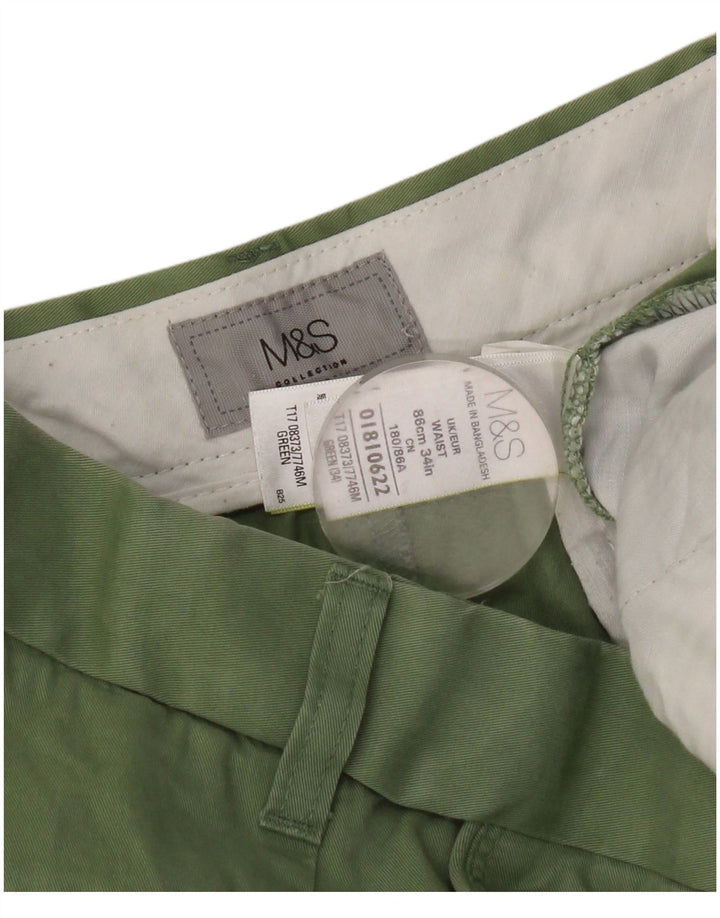 Pantaloni scurți chino pentru femei Marks & Spencer W34, bumbac verde mare