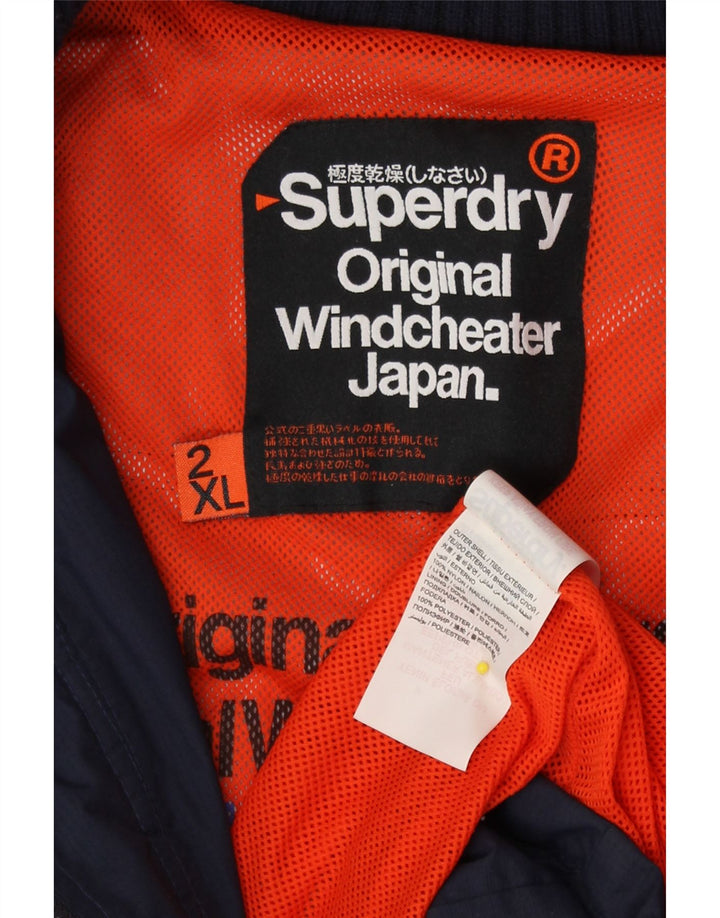 Jachetă de ploaie Superdry Windcheater pentru femei UK 20 2XL Nailon bleumarin