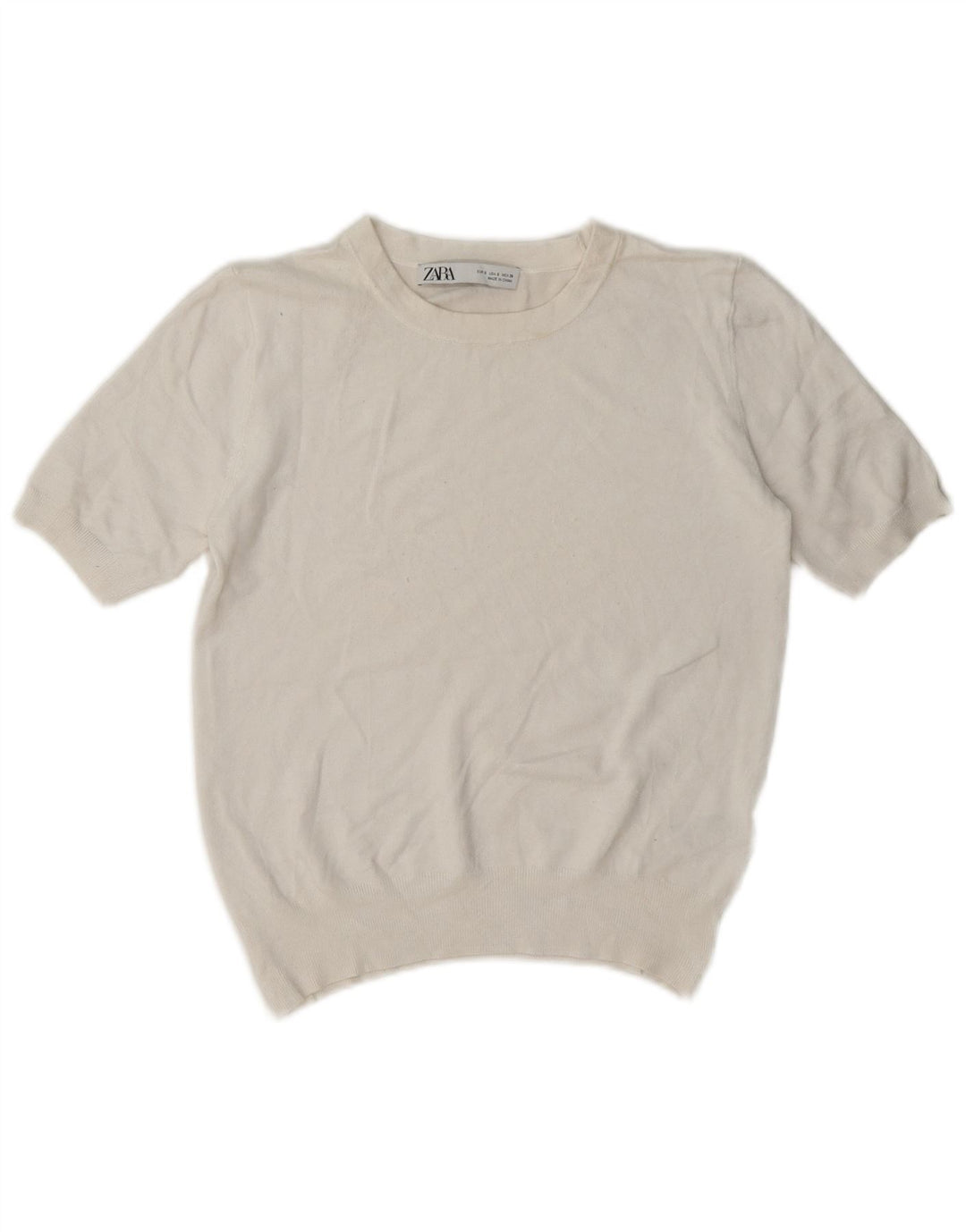 Crop Top cu mânecă scurtă pentru femei Zara UK 10 Small White Viscose