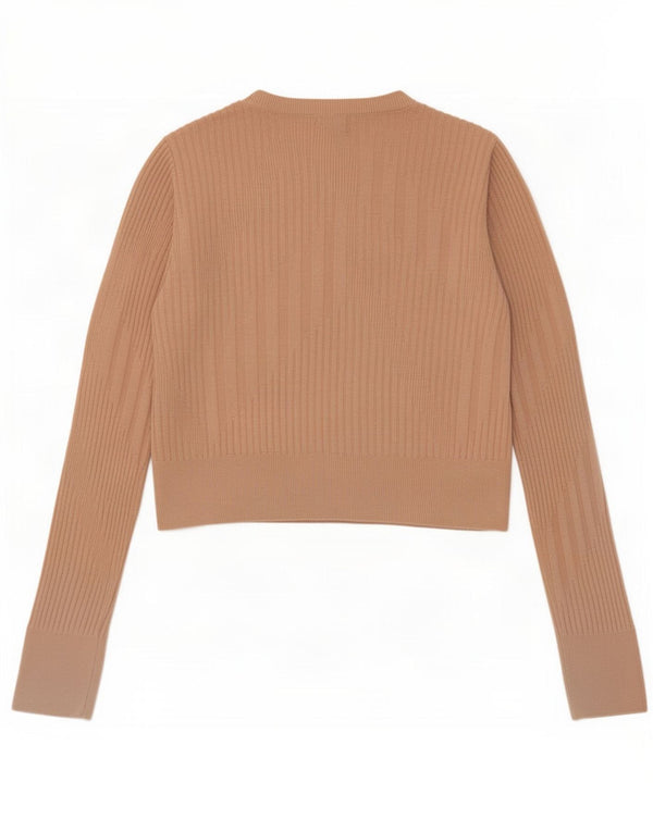 Pulover Topshop pentru damă, crop, cu gât de barcă, UK 12, viscoză medie, bej