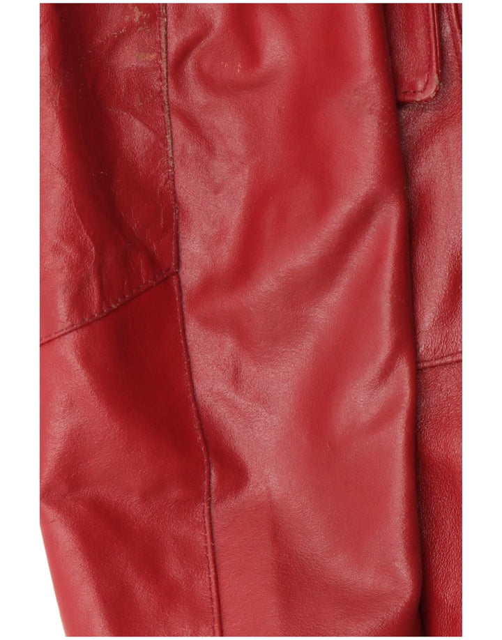 Palton din piele vintage pentru femei UK 18 XL din piele roșie