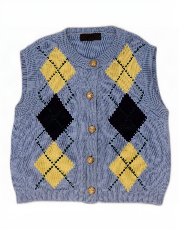 Pulover cardigan pentru femei Zara UK 10 Small Blue Argyle/Diamond