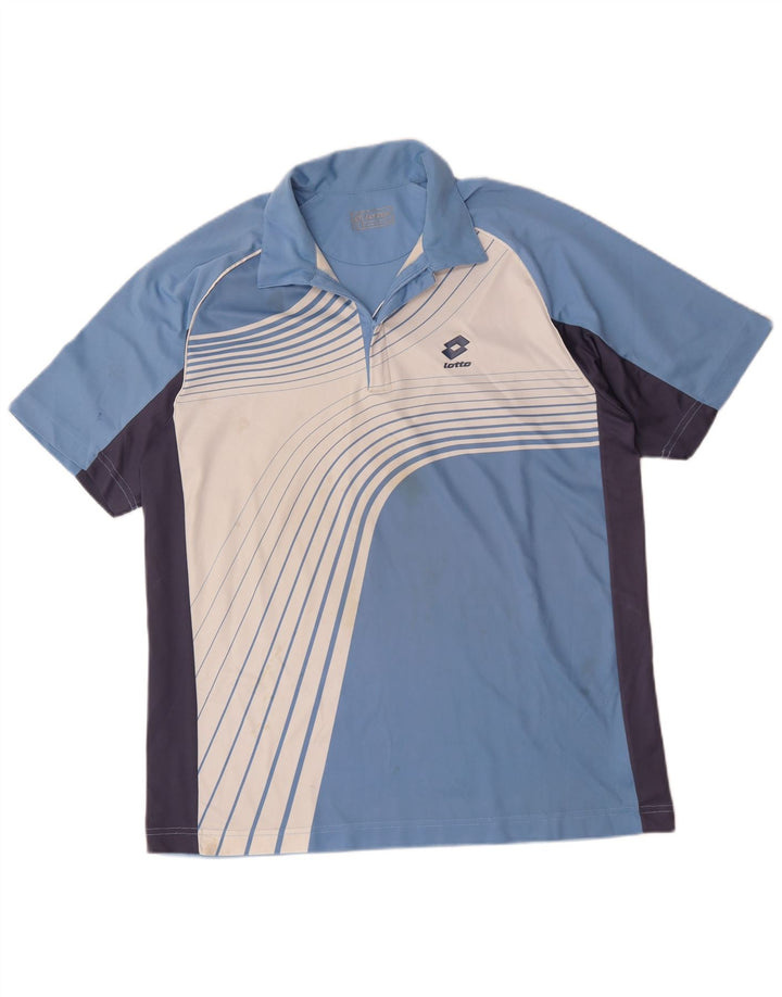 Tricou Polo cu guler cu fermoar pentru bărbați Lotto XL, culoare albastru bloc de culoare, poliester
