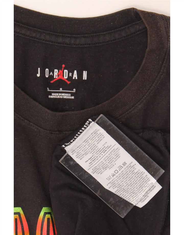 JORDAN Mens Graphic T-Shirt Top Large Black Cotton Vintage Jordan and Second-Hand Jordan from Messina Hembry 