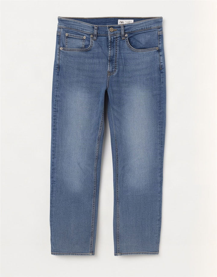 Blugi drepti pentru femei Zara EU 40 Medium W30 L27 Albastru