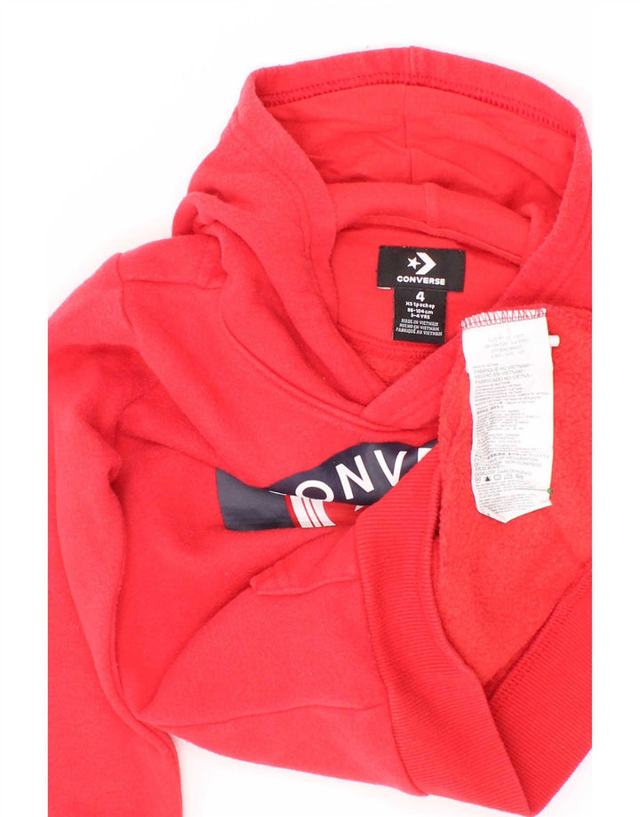 Pulover pentru băieți Converse Graphic Hoodie, 3-4 ani, bumbac roșu
