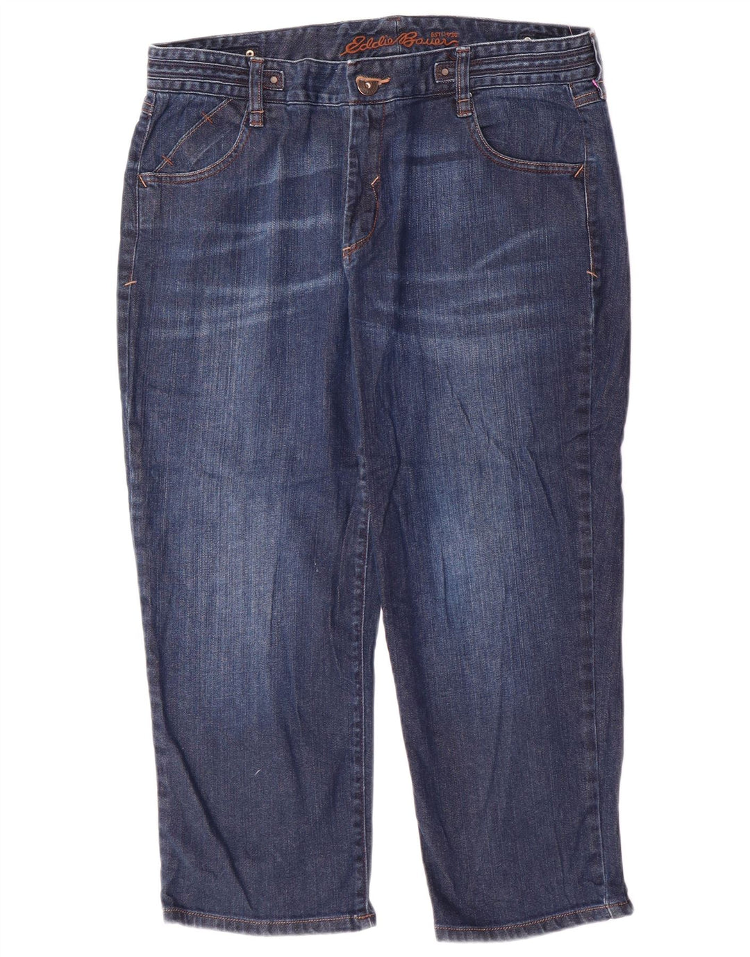 EDDIE BAUER Blugi Capri înalți pentru femei US 12 mare W34 L23 bumbac bleumarin