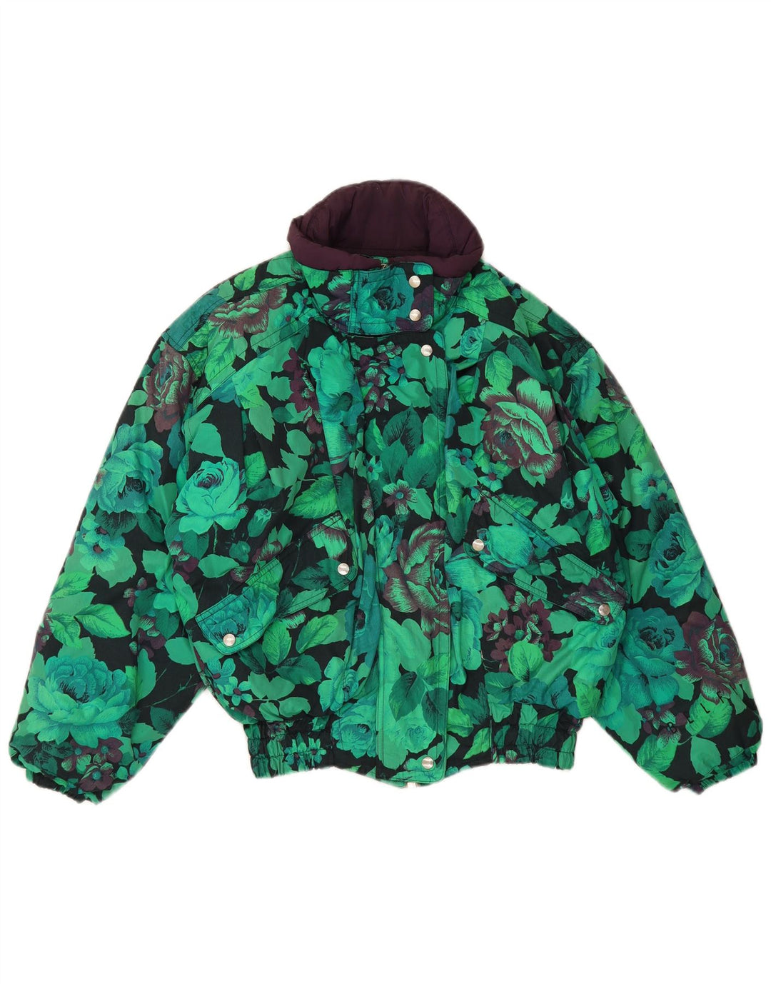 Jachetă Windbreaker supradimensionată Belfe & Femei UK 12 Medium Green Floral Nylon
